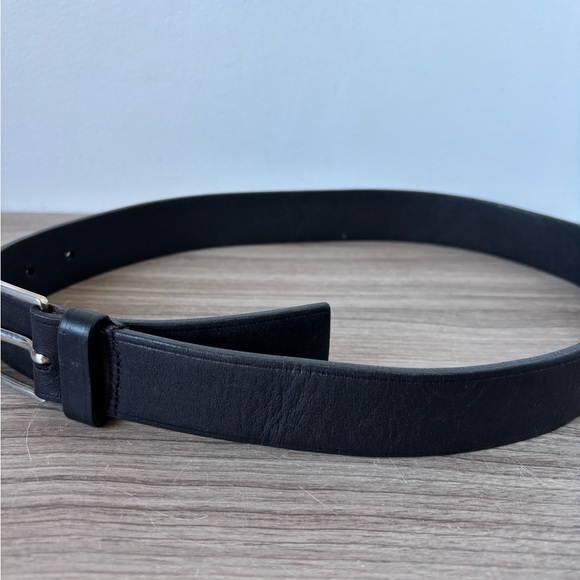 Prada Belt Black Leather Men's 100% Authentic Buckle Silver Small Men's - Picture 4 of 10